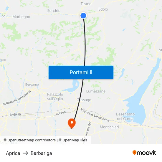 Aprica to Barbariga map