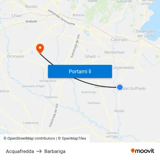 Acquafredda to Barbariga map