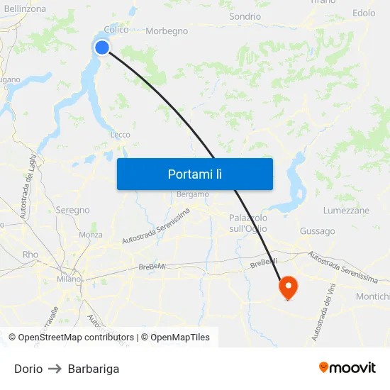 Dorio to Barbariga map