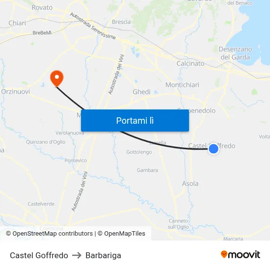 Castel Goffredo to Barbariga map