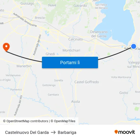Castelnuovo Del Garda to Barbariga map