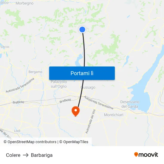Colere to Barbariga map
