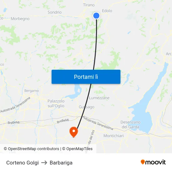 Corteno Golgi to Barbariga map