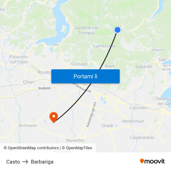 Casto to Barbariga map