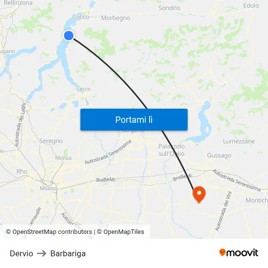 Dervio to Barbariga map