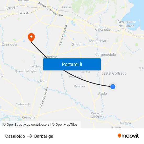 Casaloldo to Barbariga map