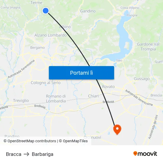 Bracca to Barbariga map