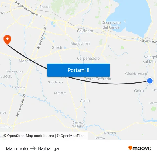 Marmirolo to Barbariga map