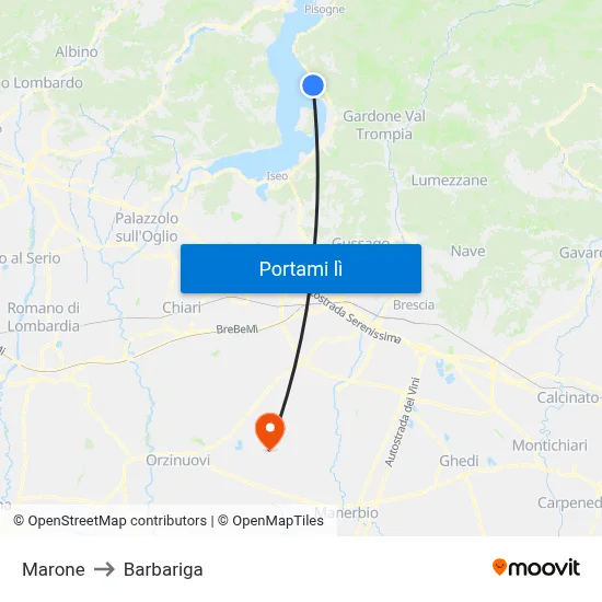 Marone to Barbariga map
