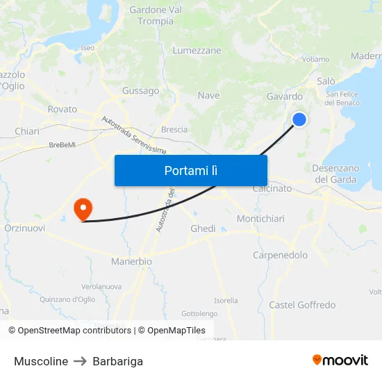 Muscoline to Barbariga map