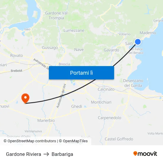 Gardone Riviera to Barbariga map