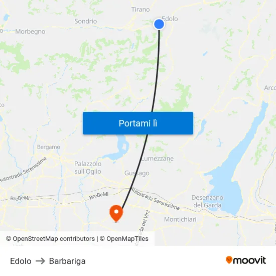Edolo to Barbariga map