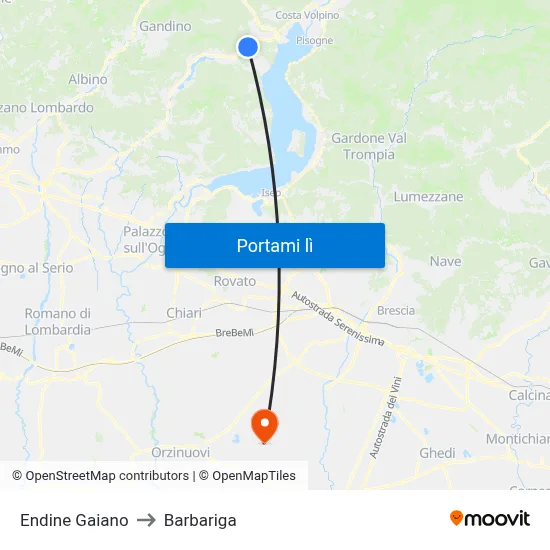 Endine Gaiano to Barbariga map