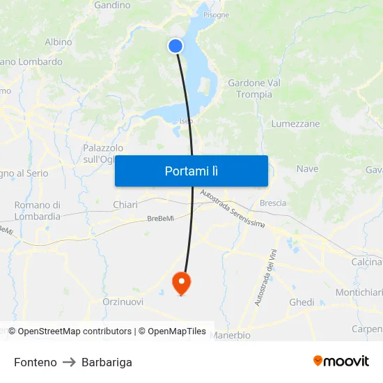 Fonteno to Barbariga map
