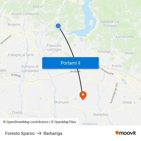Foresto Sparso to Barbariga map
