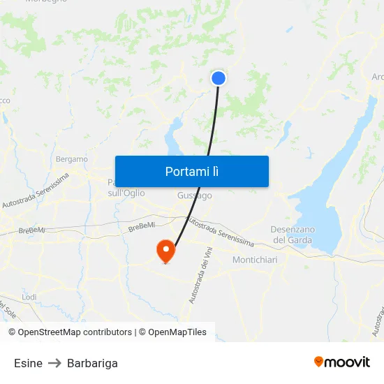 Esine to Barbariga map