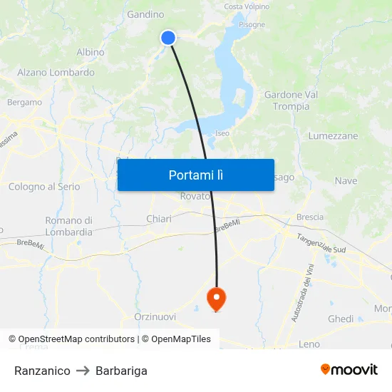 Ranzanico to Barbariga map