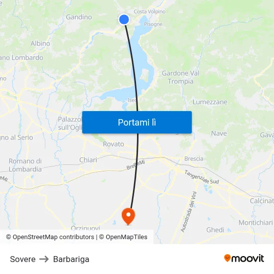 Sovere to Barbariga map
