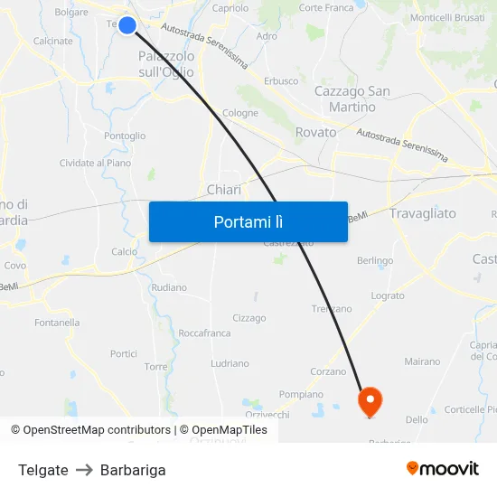 Telgate to Barbariga map