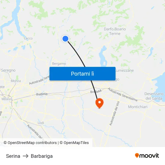 Serina to Barbariga map
