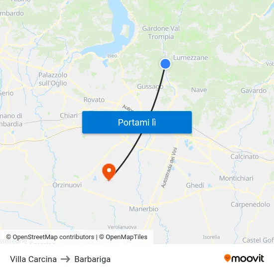 Villa Carcina to Barbariga map
