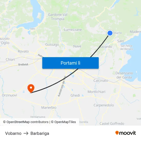 Vobarno to Barbariga map