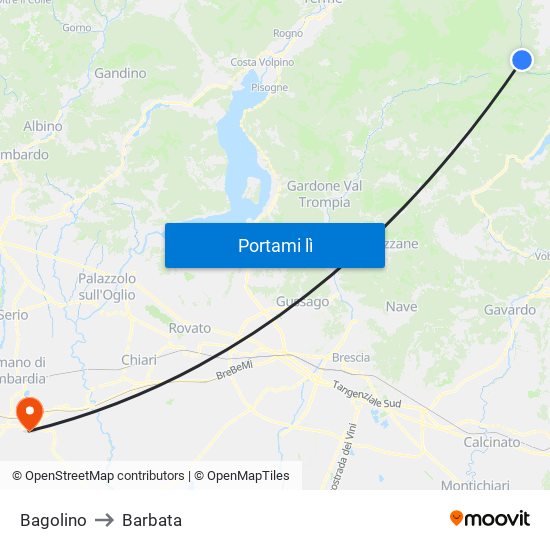 Bagolino to Barbata map