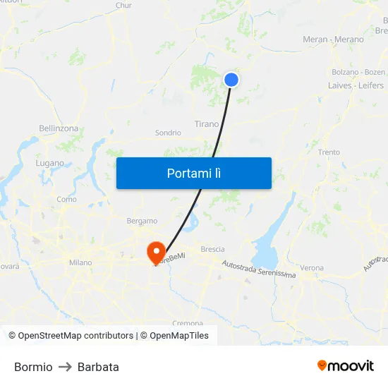 Bormio to Barbata map