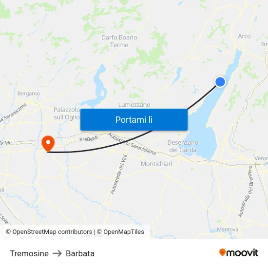 Tremosine to Barbata map