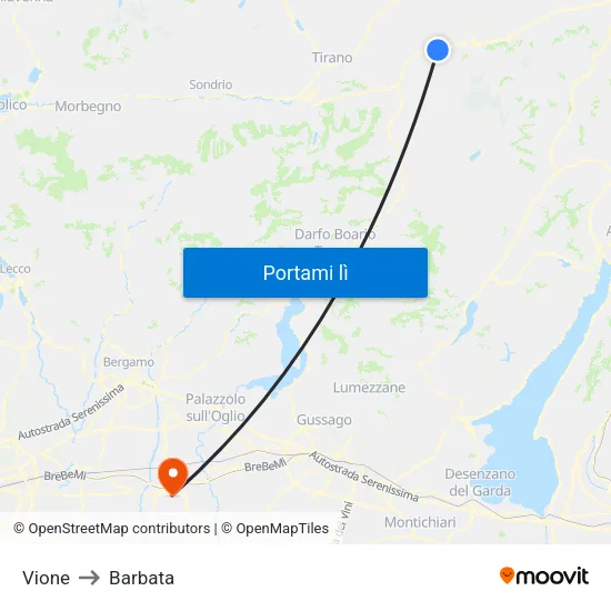 Vione to Barbata map