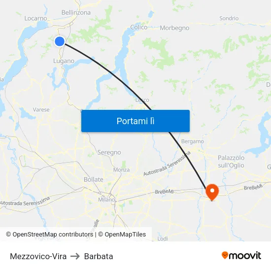 Mezzovico-Vira to Barbata map