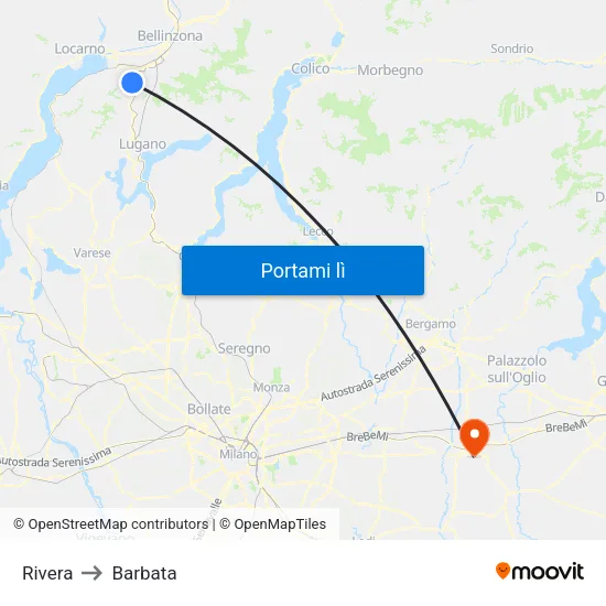 Rivera to Barbata map