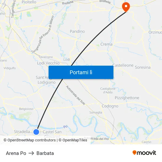 Arena Po to Barbata map