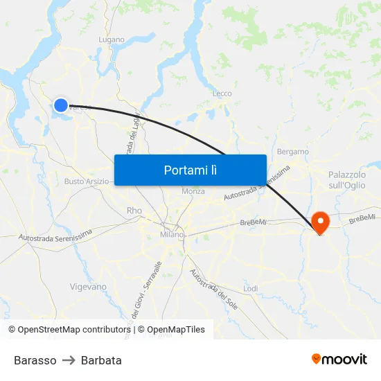 Barasso to Barbata map