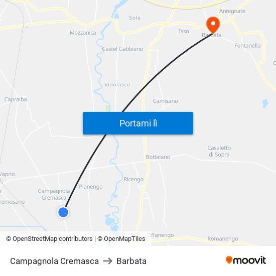 Campagnola Cremasca to Barbata map