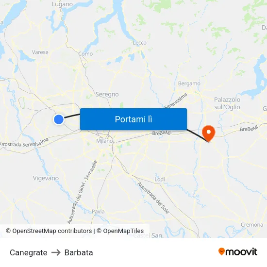 Canegrate to Barbata map