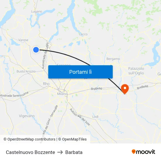 Castelnuovo Bozzente to Barbata map