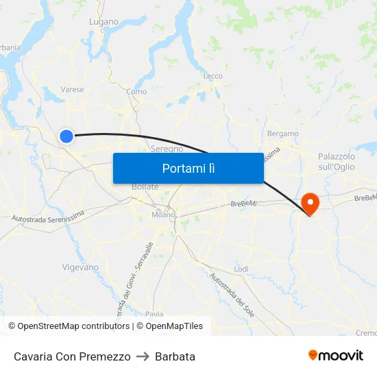 Cavaria Con Premezzo to Barbata map