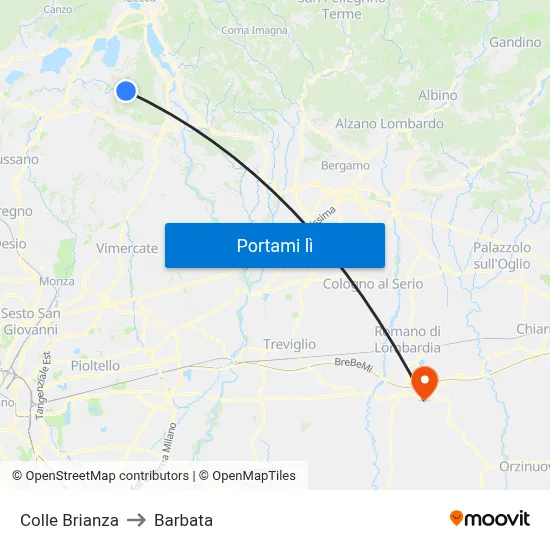 Colle Brianza to Barbata map