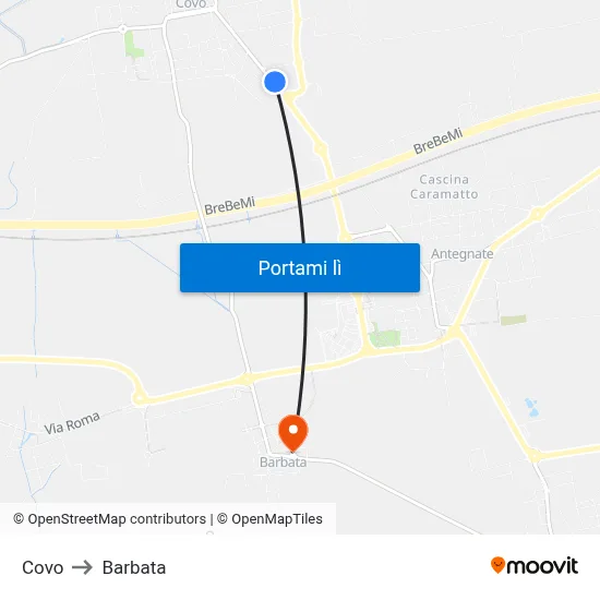 Covo to Barbata map