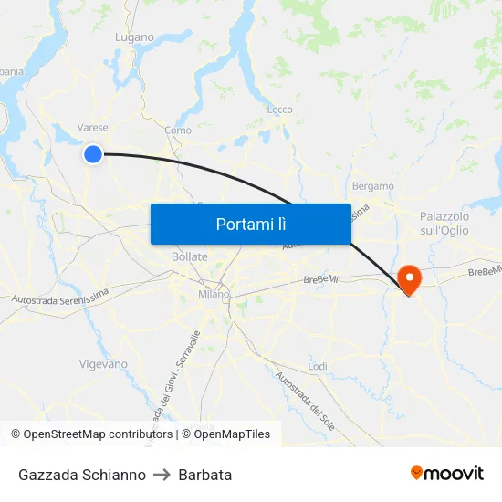 Gazzada Schianno to Barbata map