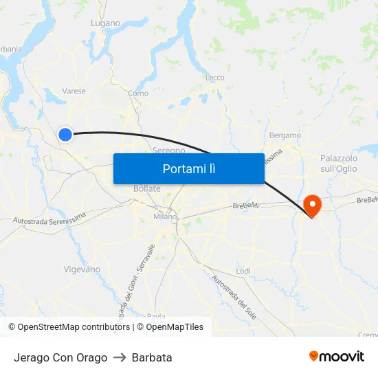 Jerago Con Orago to Barbata map