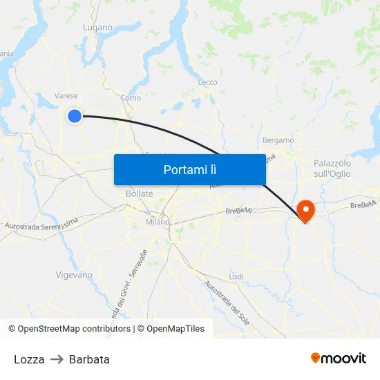 Lozza to Barbata map