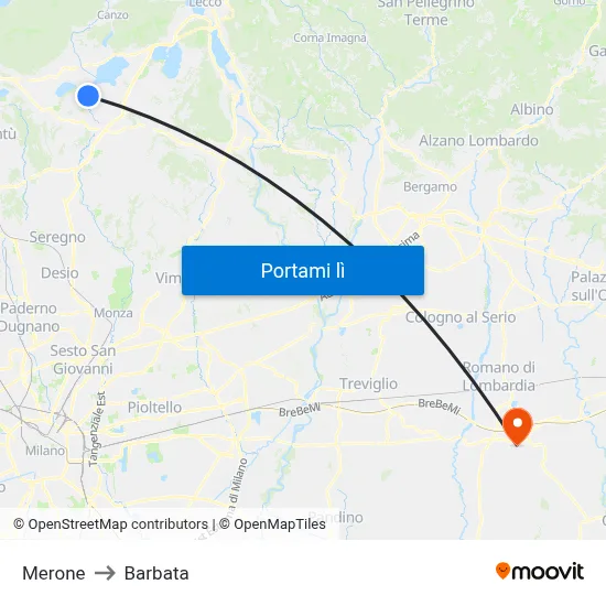 Merone to Barbata map