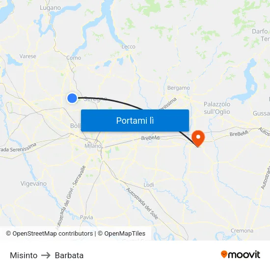 Misinto to Barbata map