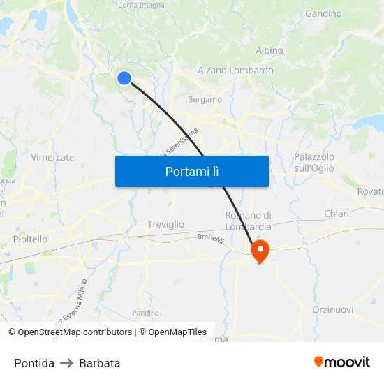 Pontida to Barbata map