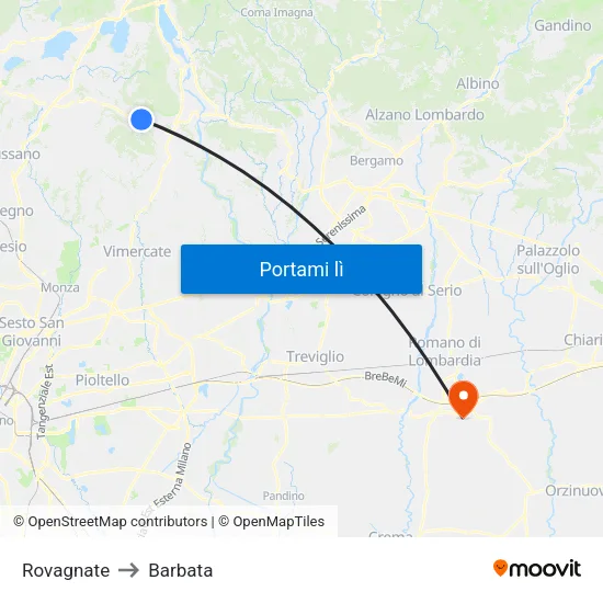 Rovagnate to Barbata map