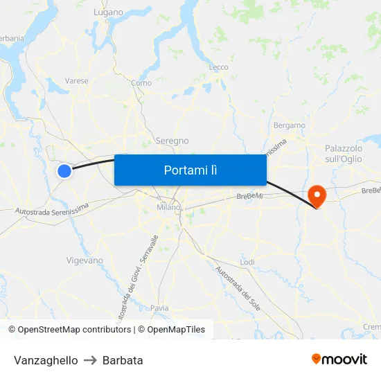 Vanzaghello to Barbata map