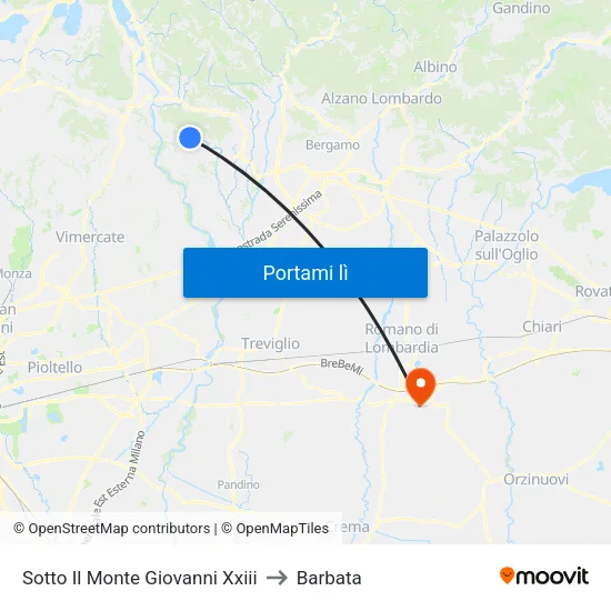 Sotto Il Monte Giovanni Xxiii to Barbata map
