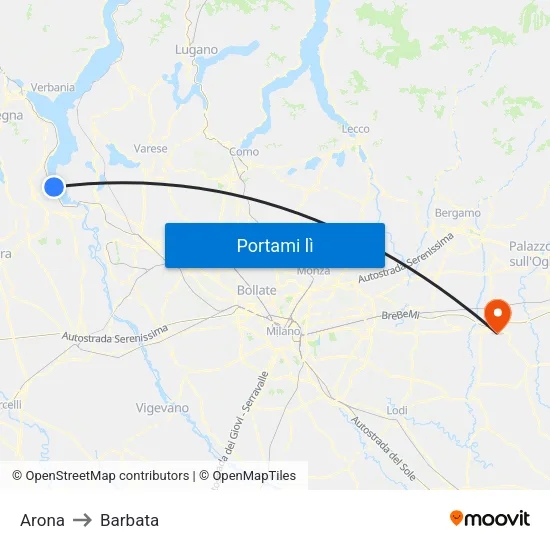 Arona to Barbata map